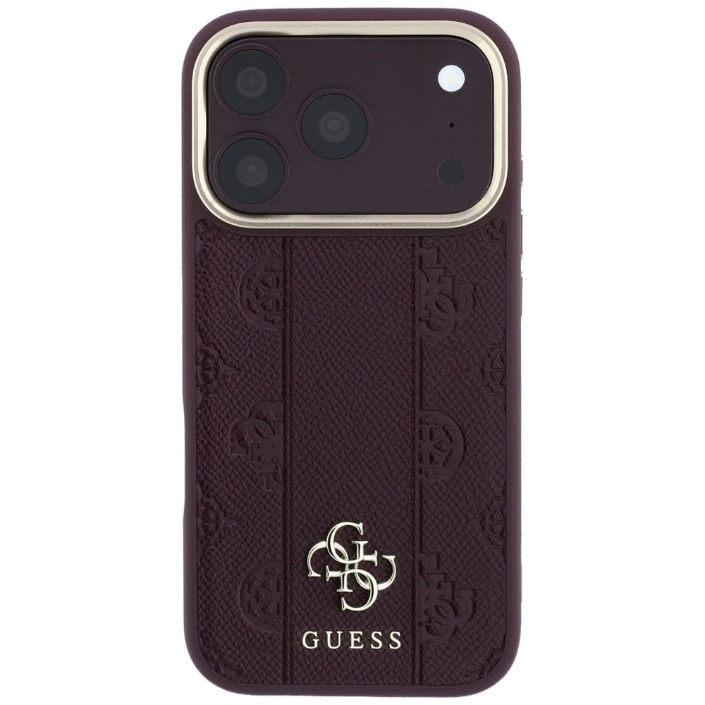 Custodia MagSafe per Apple iPhone 18 Pro / 17 Pro, Guess, Stripe Peony 4G, Vinaccia