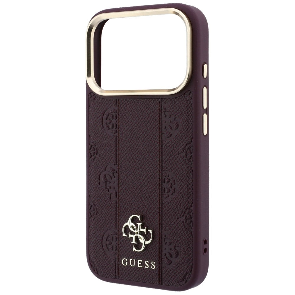 Custodia MagSafe per Apple iPhone 18 Pro / 17 Pro, Guess, Stripe Peony 4G, Vinaccia