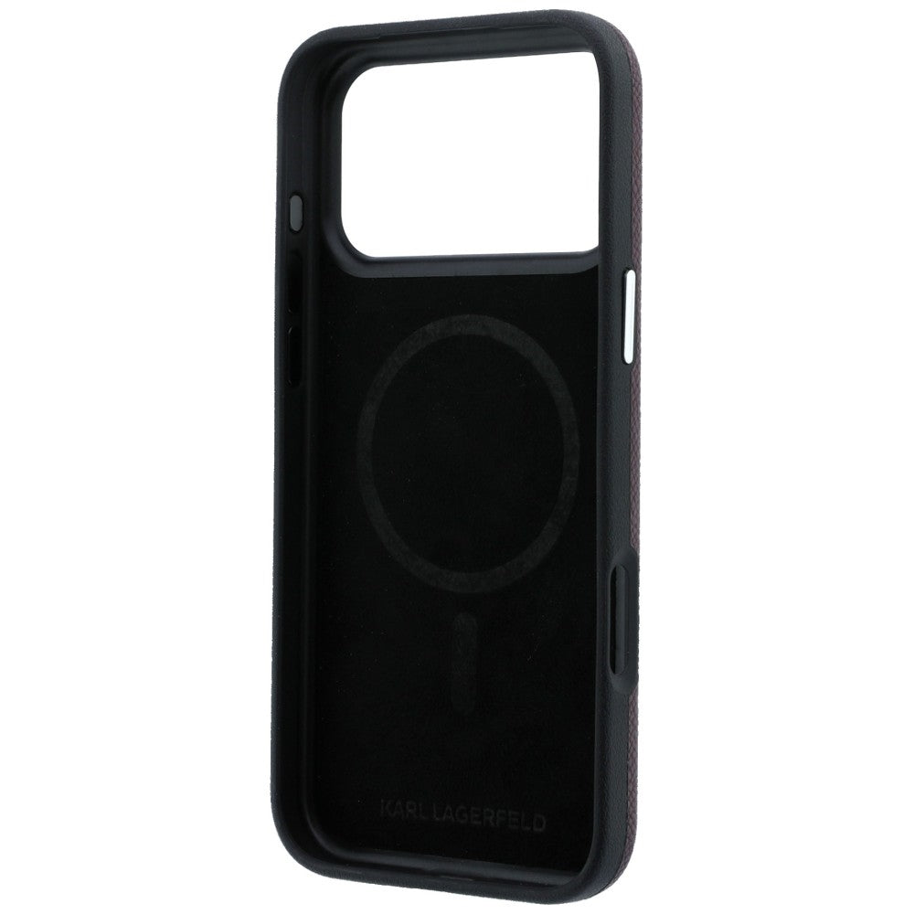 Custodia MagSafe per Apple iPhone 18 Pro / 17 Pro, Karl Lagerfeld, Logo Allungato Granulato, Vinaccia