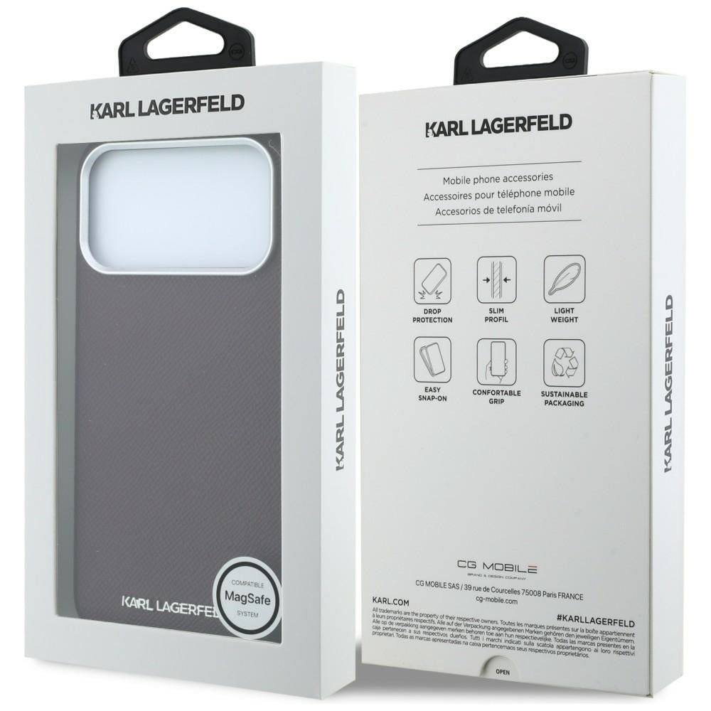 Custodia MagSafe per Apple iPhone 18 Pro / 17 Pro, Karl Lagerfeld, Logo Allungato Granulato, Vinaccia