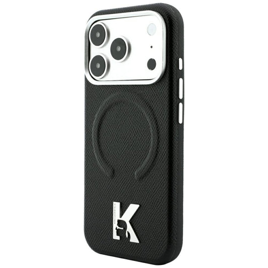 Custodia MagSafe per Apple iPhone 18 Pro / 17 Pro, Karl Lagerfeld, Grained Embossed Ring, Nera