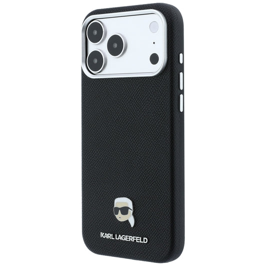 Custodia MagSafe per Apple iPhone 18 Pro / 17 Pro, Karl Lagerfeld, Metallo Testa Karl Grana, Nera