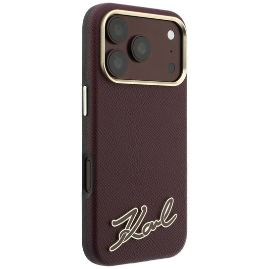 Custodia MagSafe per Apple iPhone 18 Pro / 17 Pro, Karl Lagerfeld, Logo in Resina Granulata, Vinaccia