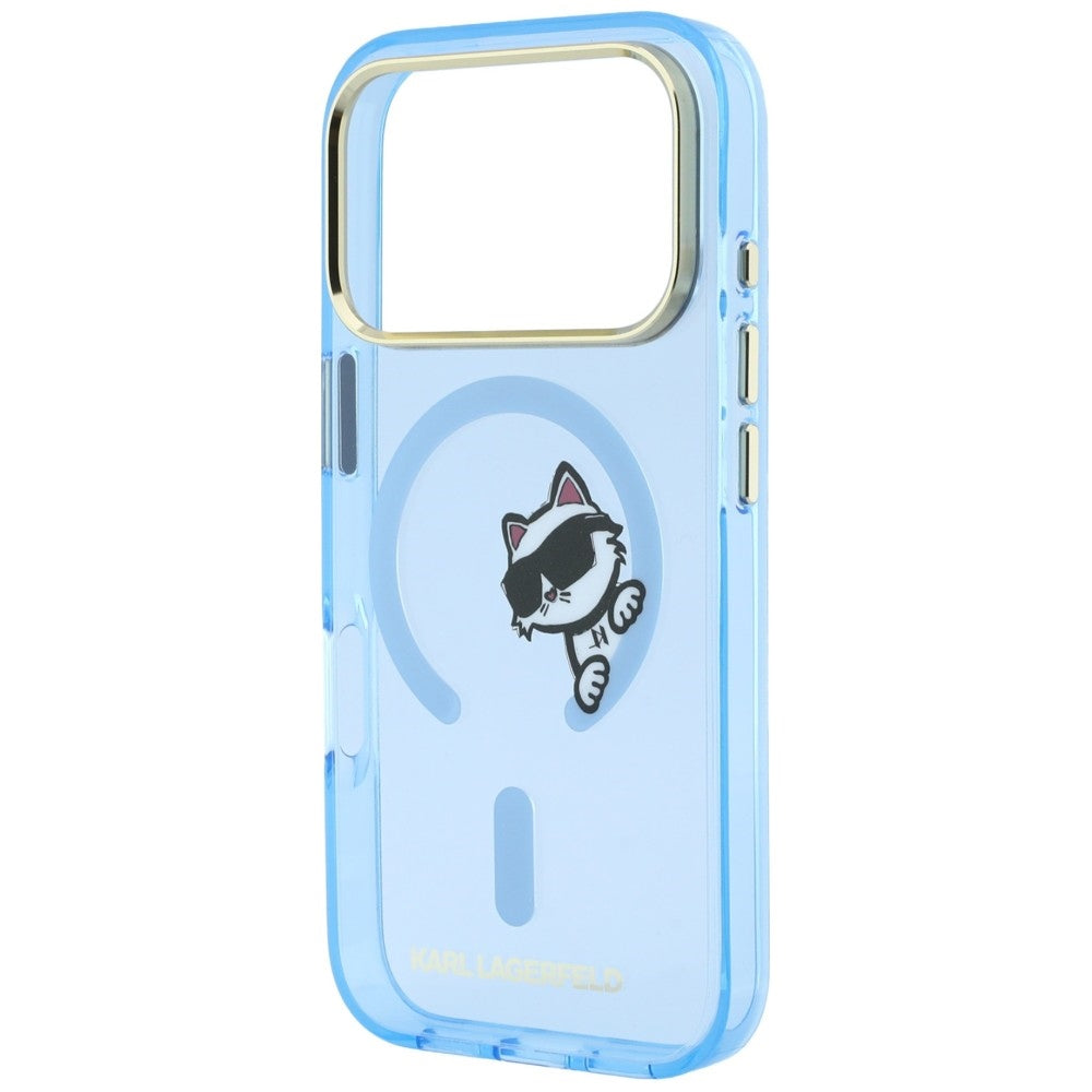 Custodia MagSafe per Apple iPhone 18 Pro / 17 Pro, Karl Lagerfeld, IML Peekaboo Print Metal Frame, Bleu