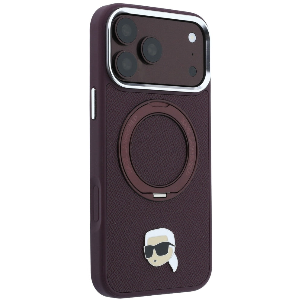Custodia MagSafe per Apple iPhone 18 Pro / 17 Pro, Karl Lagerfeld, Ring Stand 360 Karl Pin, Vinaccia