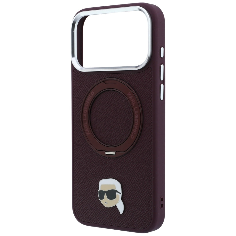 Custodia MagSafe per Apple iPhone 18 Pro / 17 Pro, Karl Lagerfeld, Ring Stand 360 Karl Pin, Vinaccia