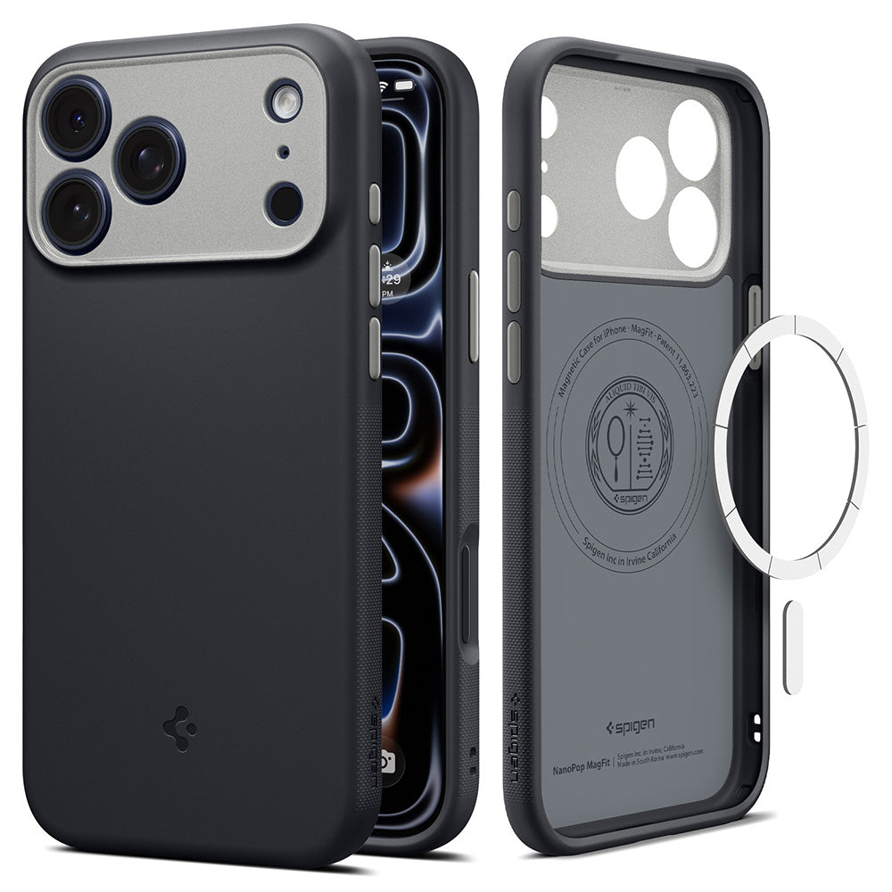Custodia MagSafe per Apple iPhone 18 Pro / 17 Pro, Spigen, Caseology Nano Pop, Nera ACS12177