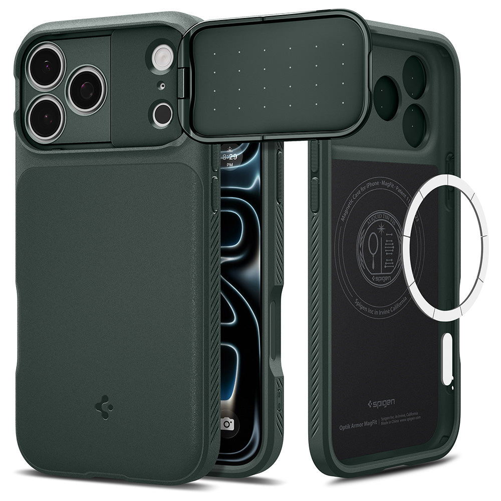 Custodia MagSafe per Apple iPhone 18 Pro / 17 Pro, Spigen, Optik Armor, Verde ACS09954
