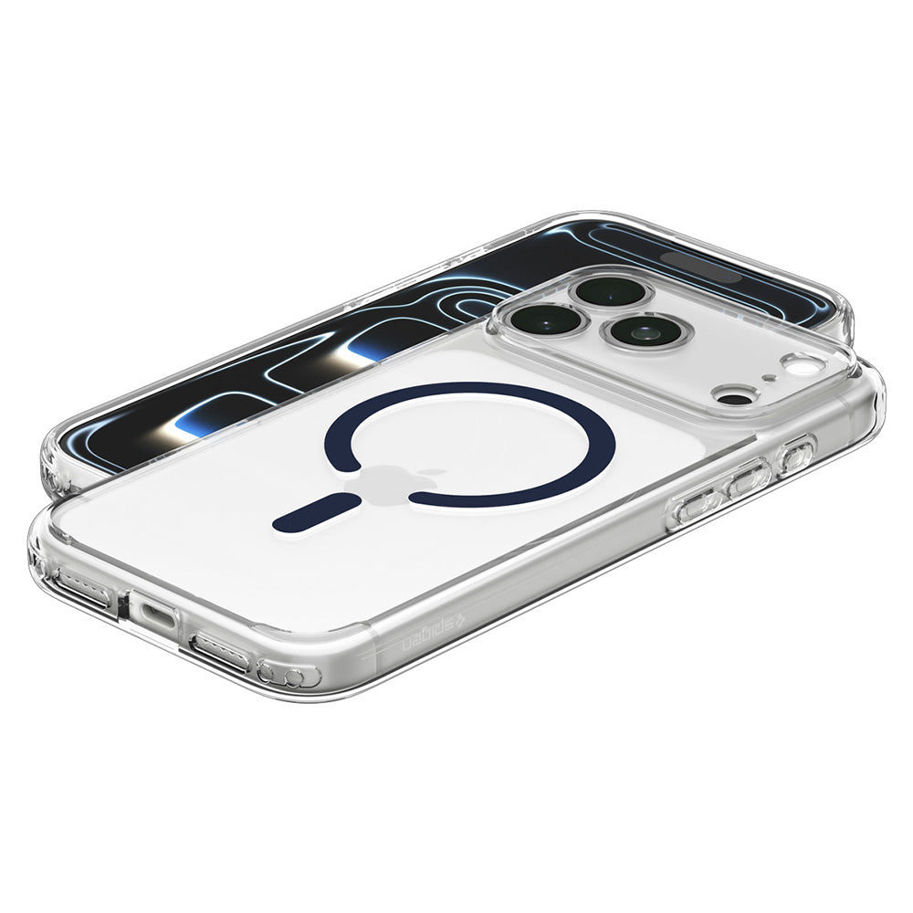Custodia MagSafe per Apple iPhone 18 Pro / 17 Pro, Spigen, Ultra Hybrid, Trasparente Blu Navy ACS12158