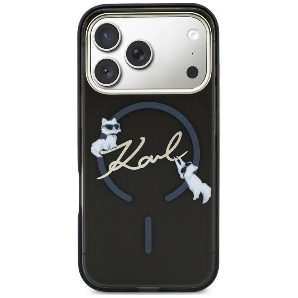Custodia MagSafe per Apple iPhone 18 Pro, Karl Lagerfeld, IML Choupette Karl Script Logo, Nera