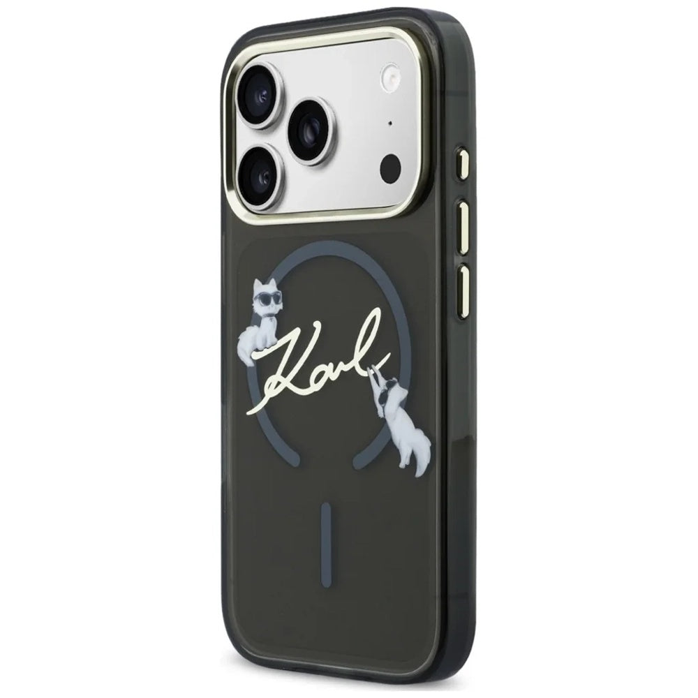 Custodia MagSafe per Apple iPhone 18 Pro, Karl Lagerfeld, IML Choupette Karl Script Logo, Nera