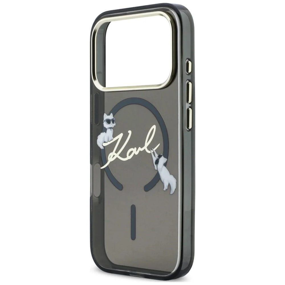 Custodia MagSafe per Apple iPhone 18 Pro, Karl Lagerfeld, IML Choupette Karl Script Logo, Nera
