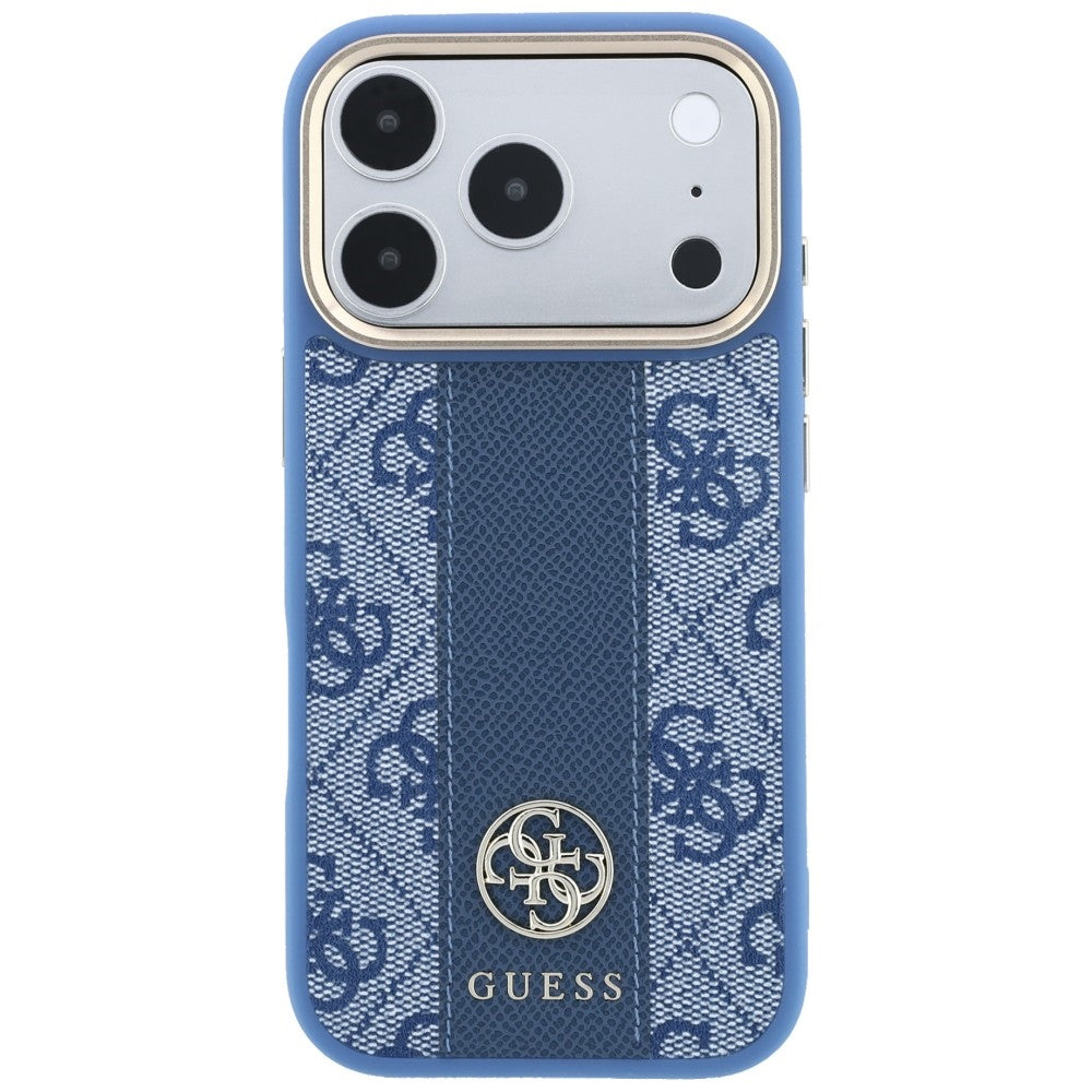 Custodia MagSafe per Apple iPhone 18 Pro Max / 17 Pro Max, Guess, 4G Stripe Round Classic Logo, Blu