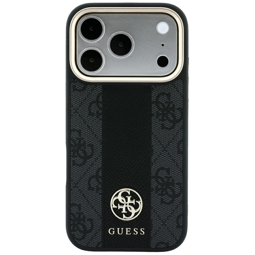 Custodia MagSafe per Apple iPhone 18 Pro Max / 17 Pro Max, Guess, 4G Stripe Round Classic Logo, Nera