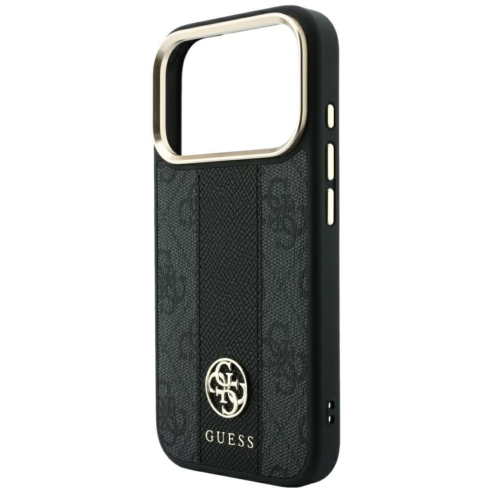 Custodia MagSafe per Apple iPhone 18 Pro Max / 17 Pro Max, Guess, 4G Stripe Round Classic Logo, Nera