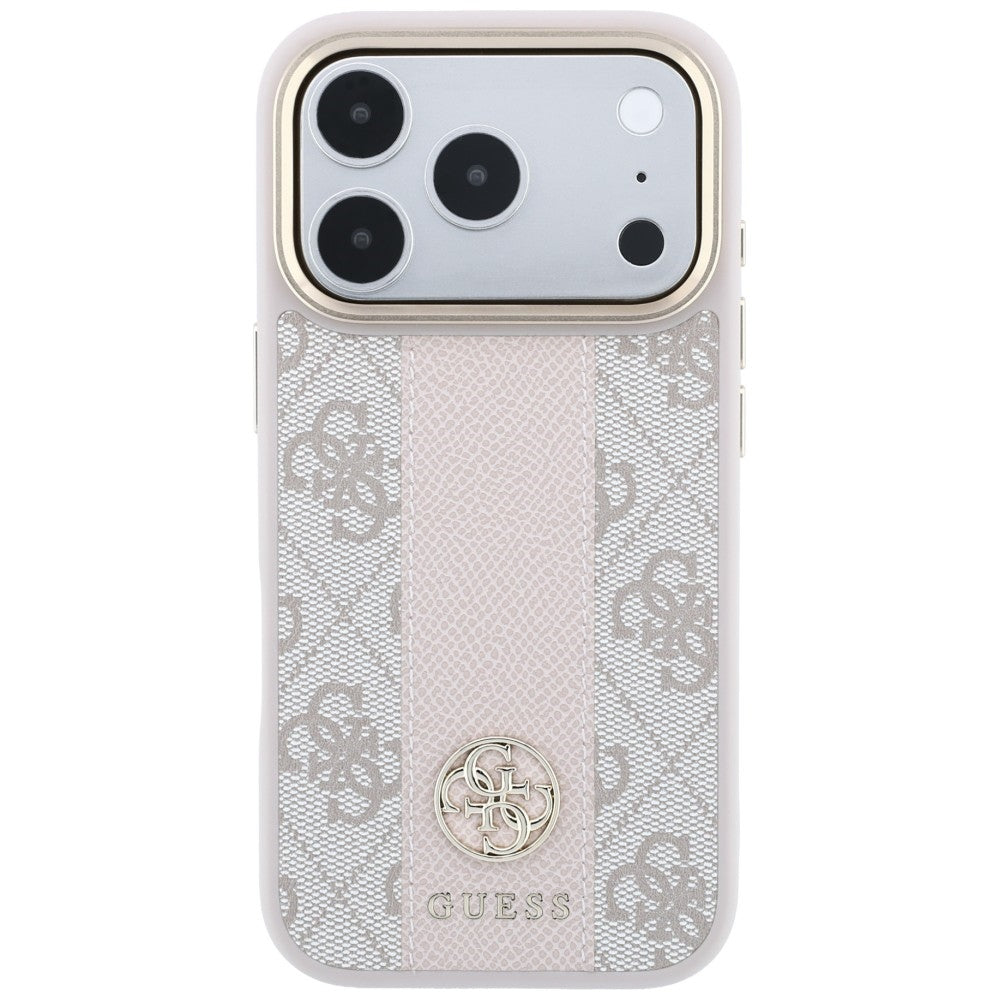 Custodia MagSafe per Apple iPhone 18 Pro Max / 17 Pro Max, Guess, 4G Stripe Round Classic Logo, Rosa