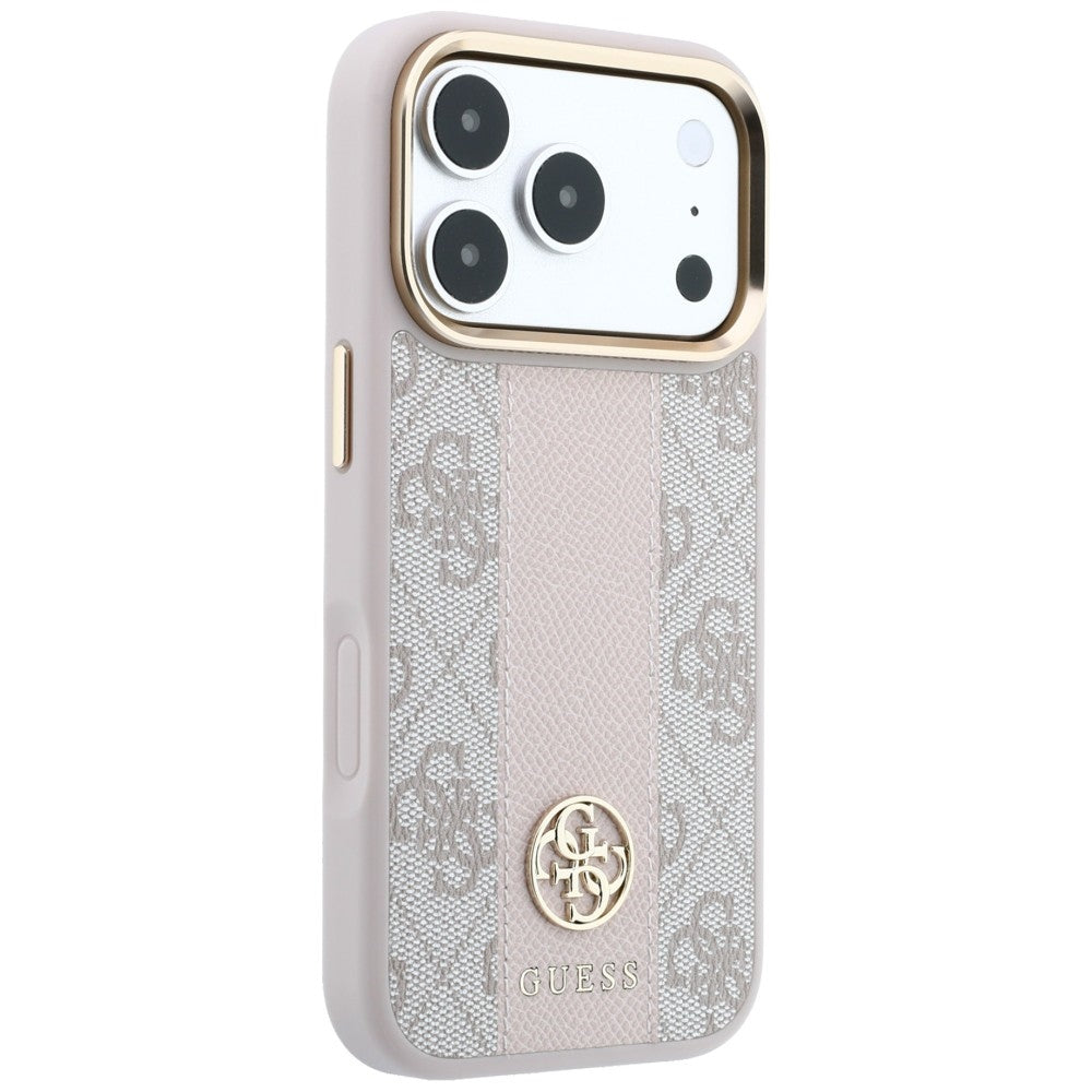 Custodia MagSafe per Apple iPhone 18 Pro Max / 17 Pro Max, Guess, 4G Stripe Round Classic Logo, Rosa