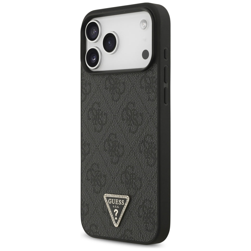 Custodia MagSafe per Apple iPhone 18 Pro Max / 17 Pro Max, Guess, 4G Triangle Strass, Nera