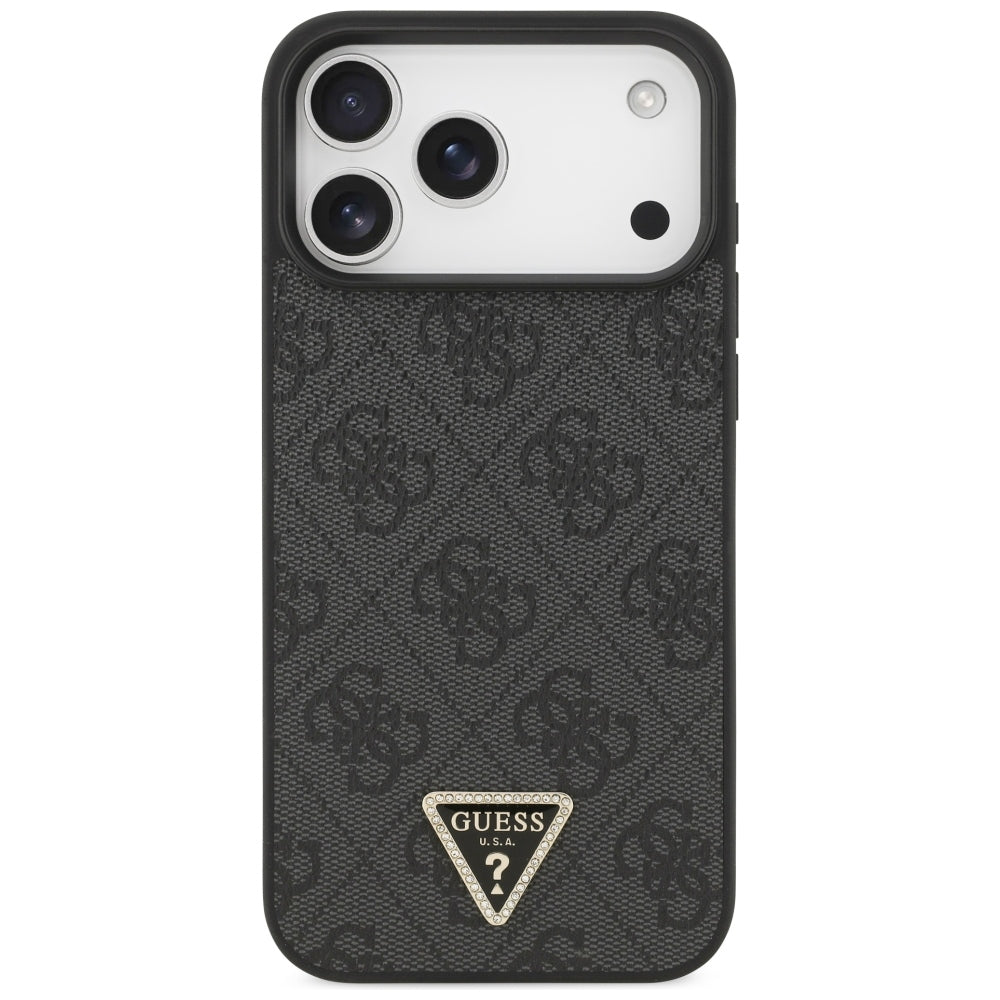 Custodia MagSafe per Apple iPhone 18 Pro Max / 17 Pro Max, Guess, 4G Triangle Strass, Nera