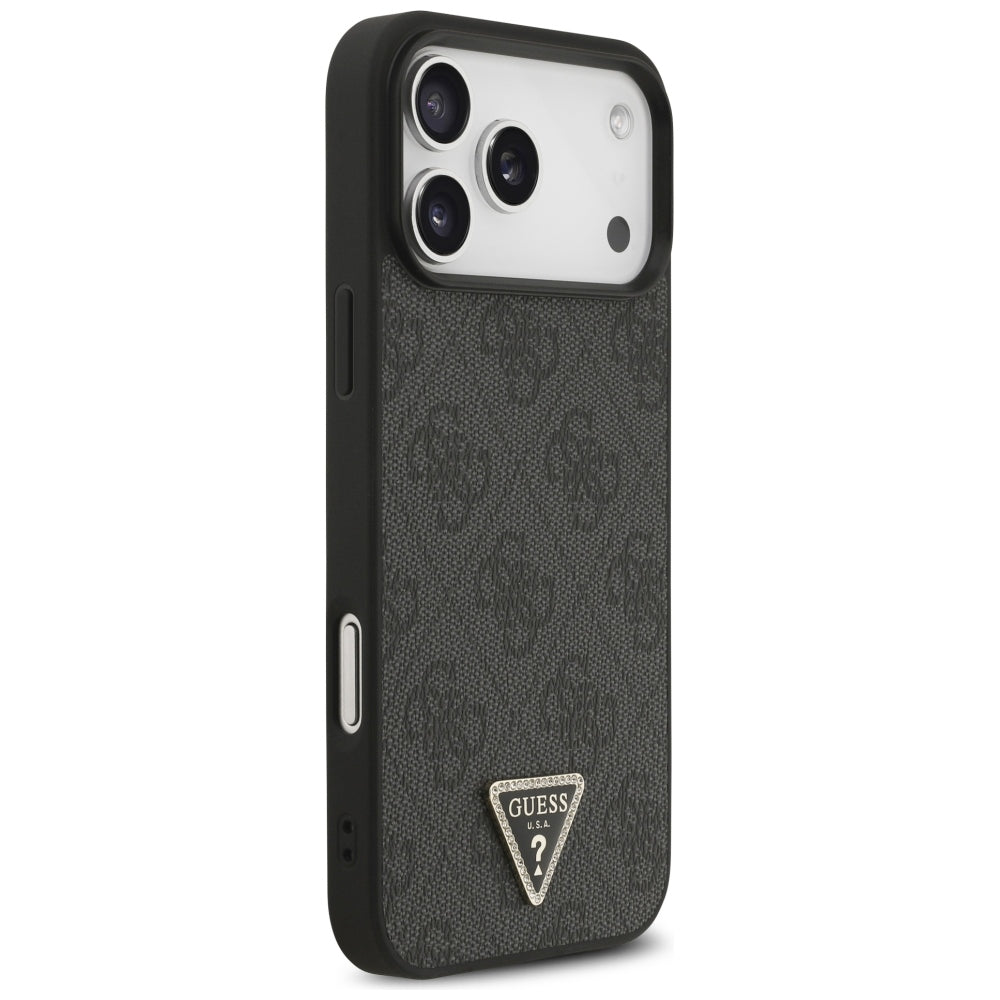Custodia MagSafe per Apple iPhone 18 Pro Max / 17 Pro Max, Guess, 4G Triangle Strass, Nera