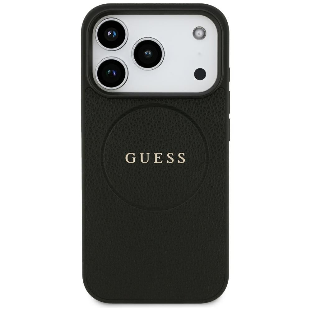 Custodia MagSafe per Apple iPhone 18 Pro Max / 17 Pro Max, Guess, Anello Oro Granulato, Nera