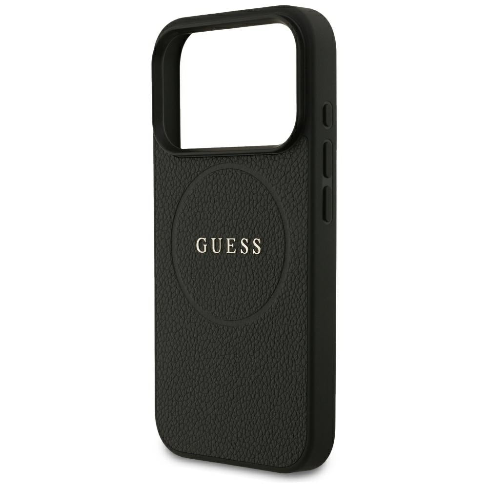 Custodia MagSafe per Apple iPhone 18 Pro Max / 17 Pro Max, Guess, Anello Oro Granulato, Nera