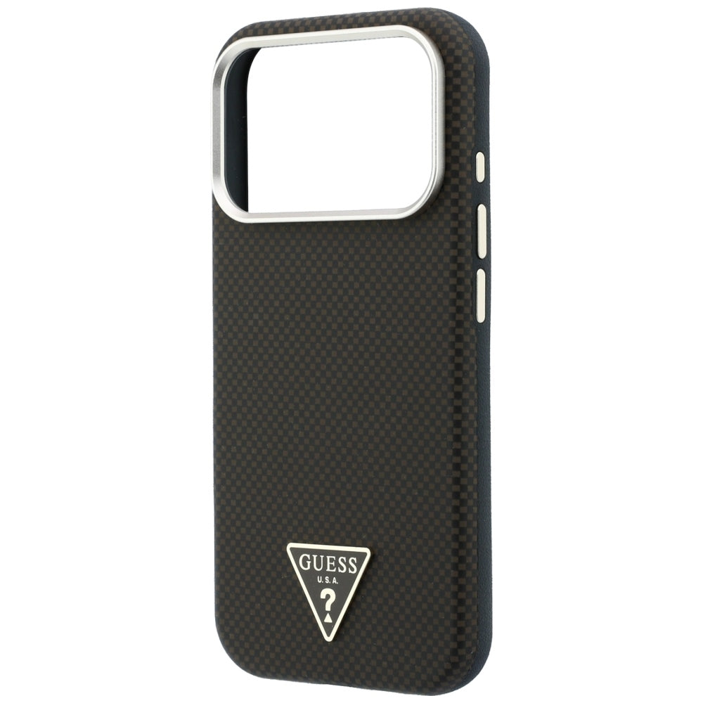Custodia MagSafe per Apple iPhone 18 Pro Max / 17 Pro Max, Guess, Logo Triangolo Kevlar, Marrone