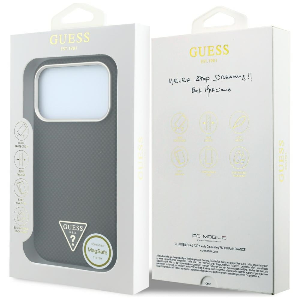 Custodia MagSafe per Apple iPhone 18 Pro Max / 17 Pro Max, Guess, Logo Triangolo Kevlar, Marrone