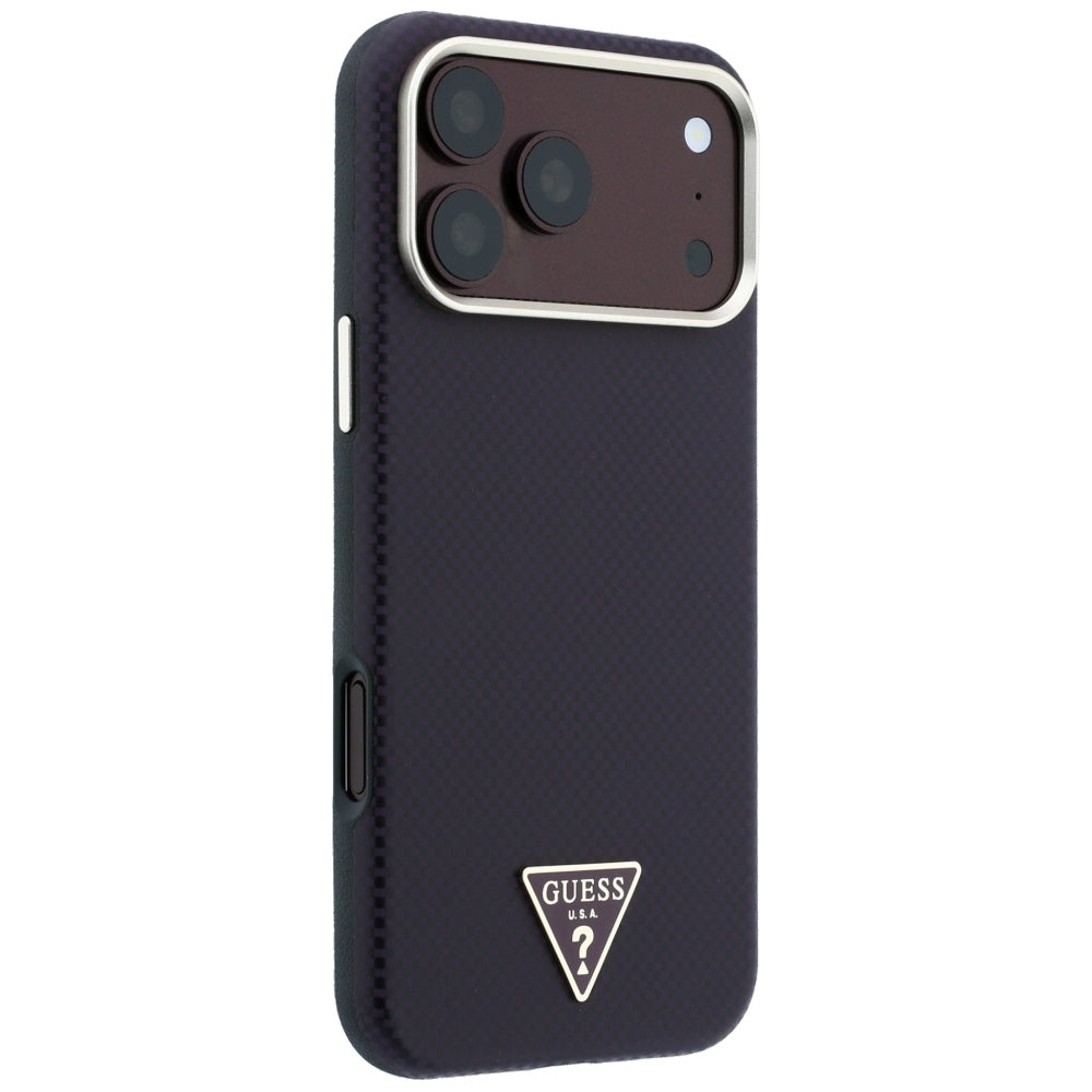 Custodia MagSafe per Apple iPhone 18 Pro Max / 17 Pro Max, Guess, Logo Triangolo Kevlar, Vinaccia