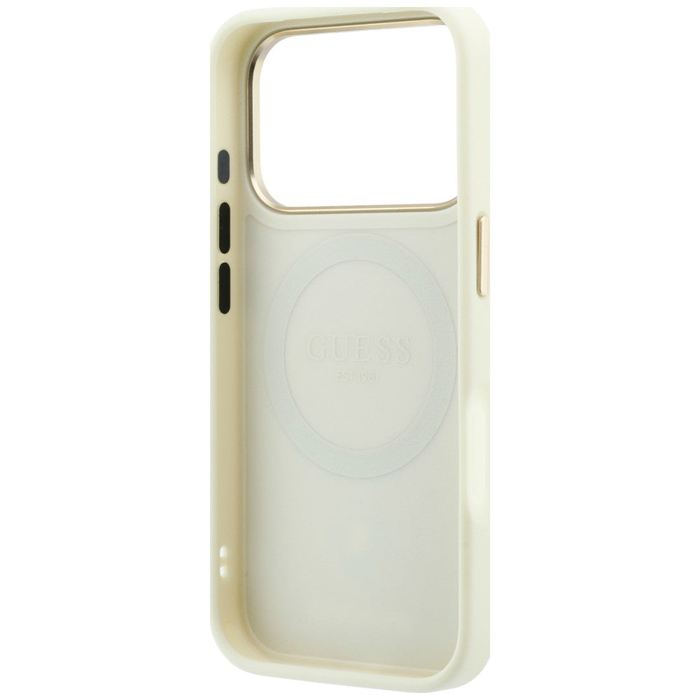 Custodia MagSafe per Apple iPhone 18 Pro Max / 17 Pro Max, Guess, Peony 4G Small Logo, Beige