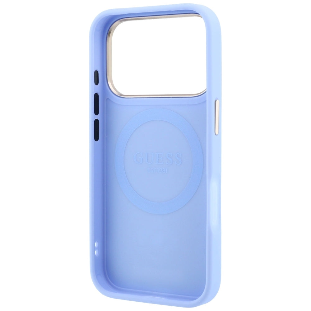 Custodia MagSafe per Apple iPhone 18 Pro Max / 17 Pro Max, Guess, Peony 4G Small Logo, Blu
