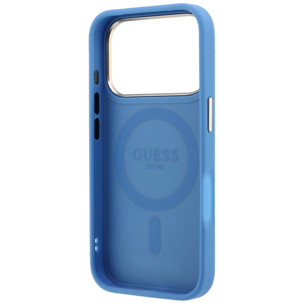 Custodia MagSafe per Apple iPhone 18 Pro Max / 17 Pro Max, Guess, Ring Stand 360 4G Classic Logo, Blu
