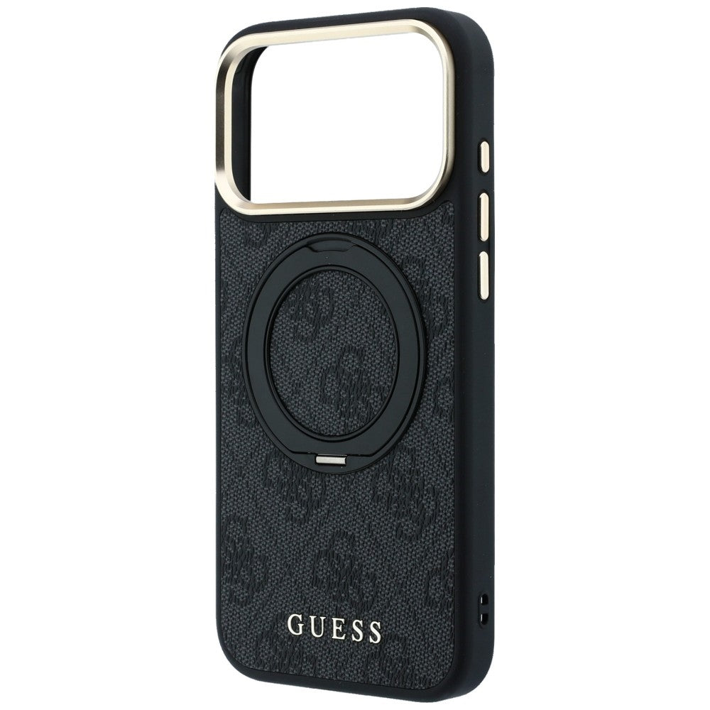 Custodia MagSafe per Apple iPhone 18 Pro Max / 17 Pro Max, Guess, Ring Stand Classic Logo, Nera