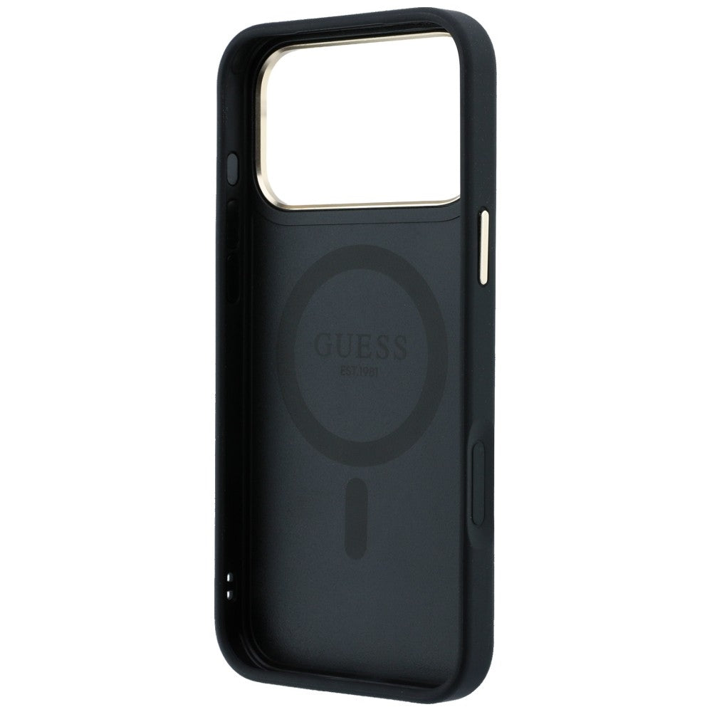 Custodia MagSafe per Apple iPhone 18 Pro Max / 17 Pro Max, Guess, Ring Stand Classic Logo, Nera