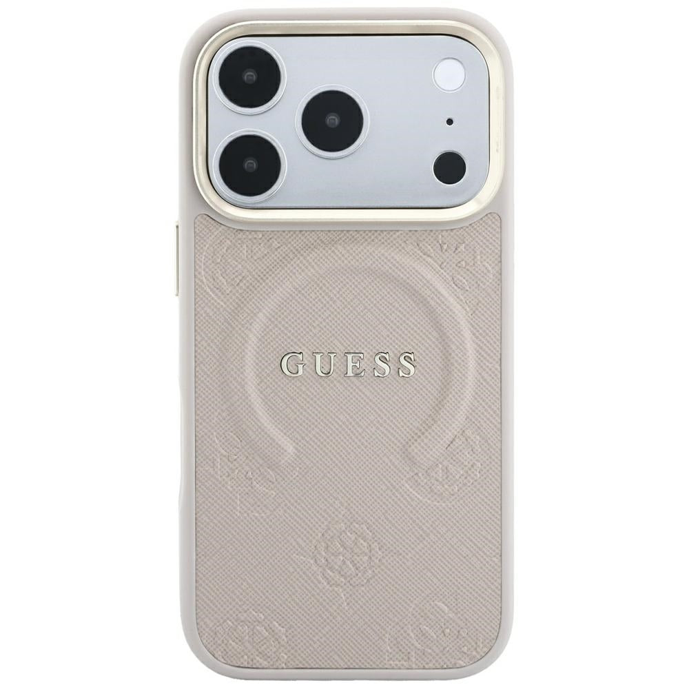 Custodia MagSafe per Apple iPhone 18 Pro Max / 17 Pro Max, Guess, Saffiano Peony Ring, Rosa