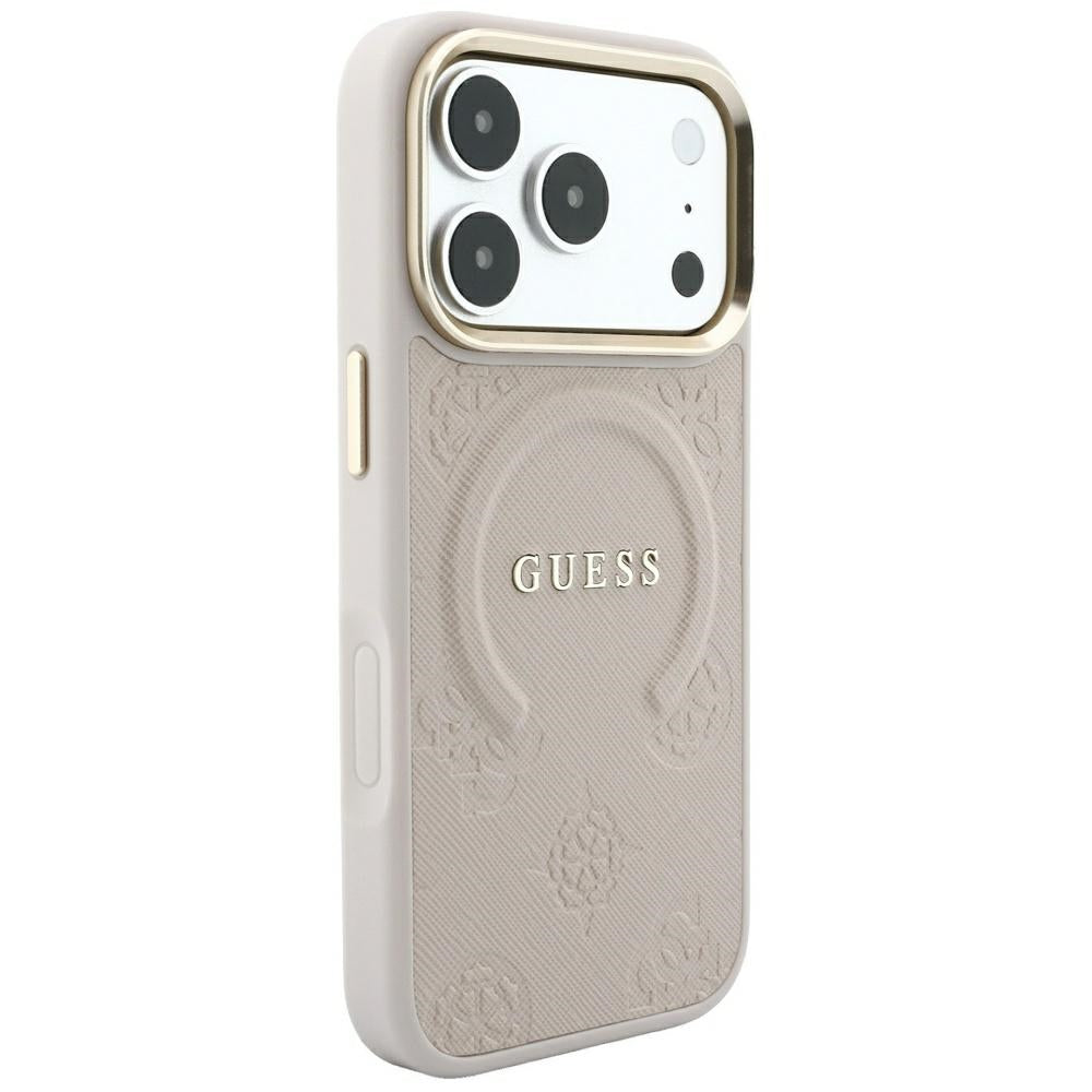 Custodia MagSafe per Apple iPhone 18 Pro Max / 17 Pro Max, Guess, Saffiano Peony Ring, Rosa