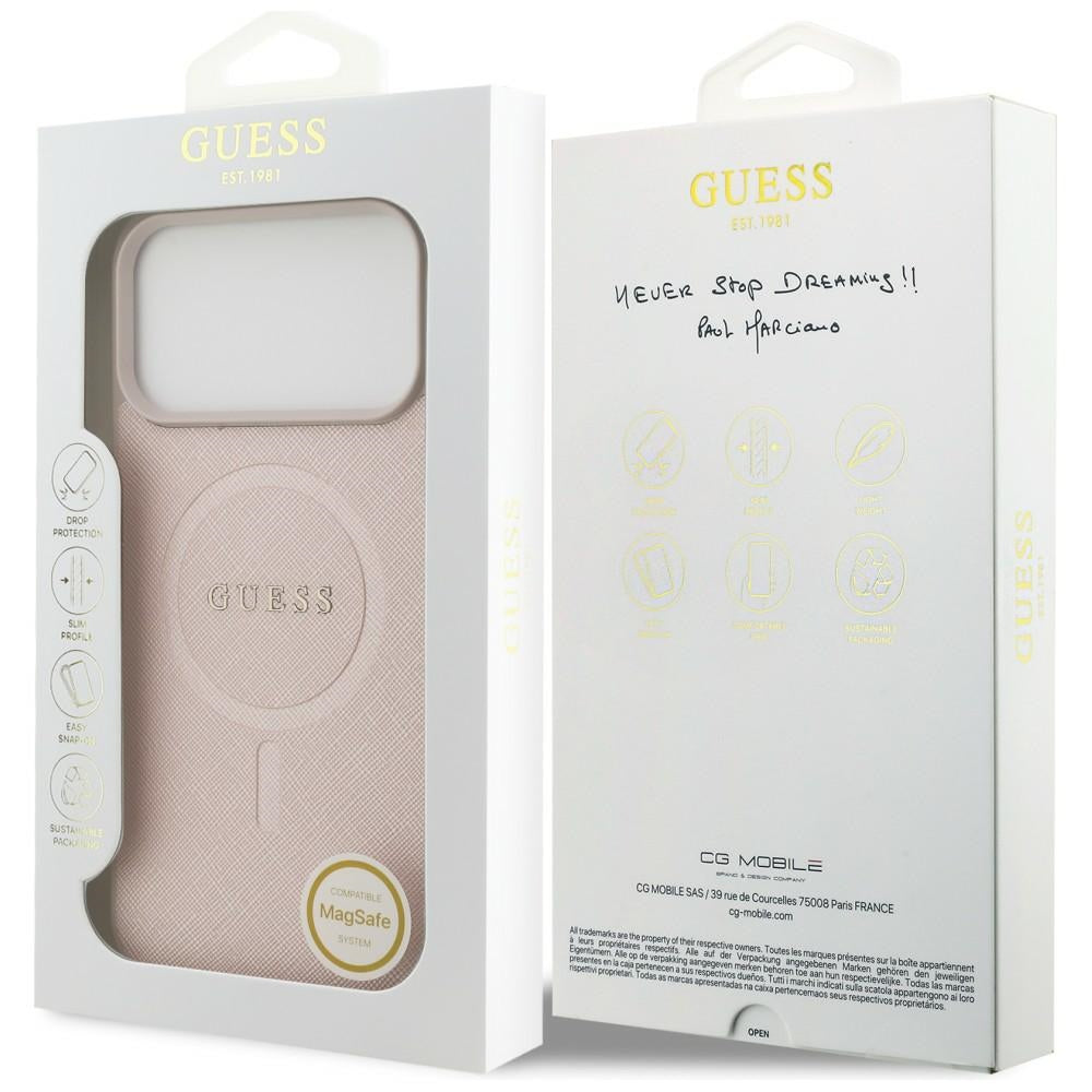 Custodia MagSafe per Apple iPhone 18 Pro Max / 17 Pro Max, Guess, Saffiano, Rosa