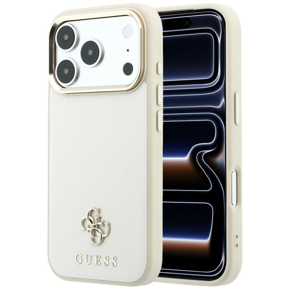 Custodia MagSafe per Apple iPhone 18 Pro Max / 17 Pro Max, Guess, Saffiano Small 4G Classic, Beige