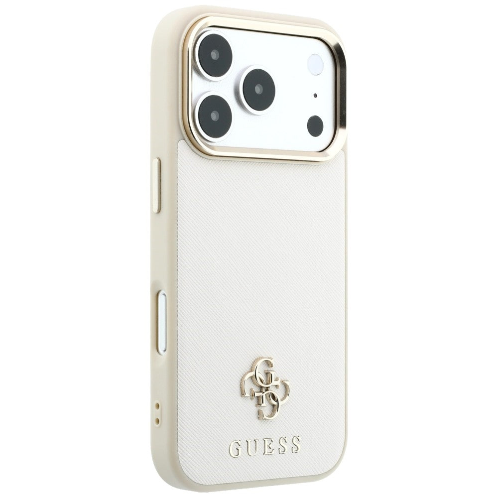 Custodia MagSafe per Apple iPhone 18 Pro Max / 17 Pro Max, Guess, Saffiano Small 4G Classic, Beige