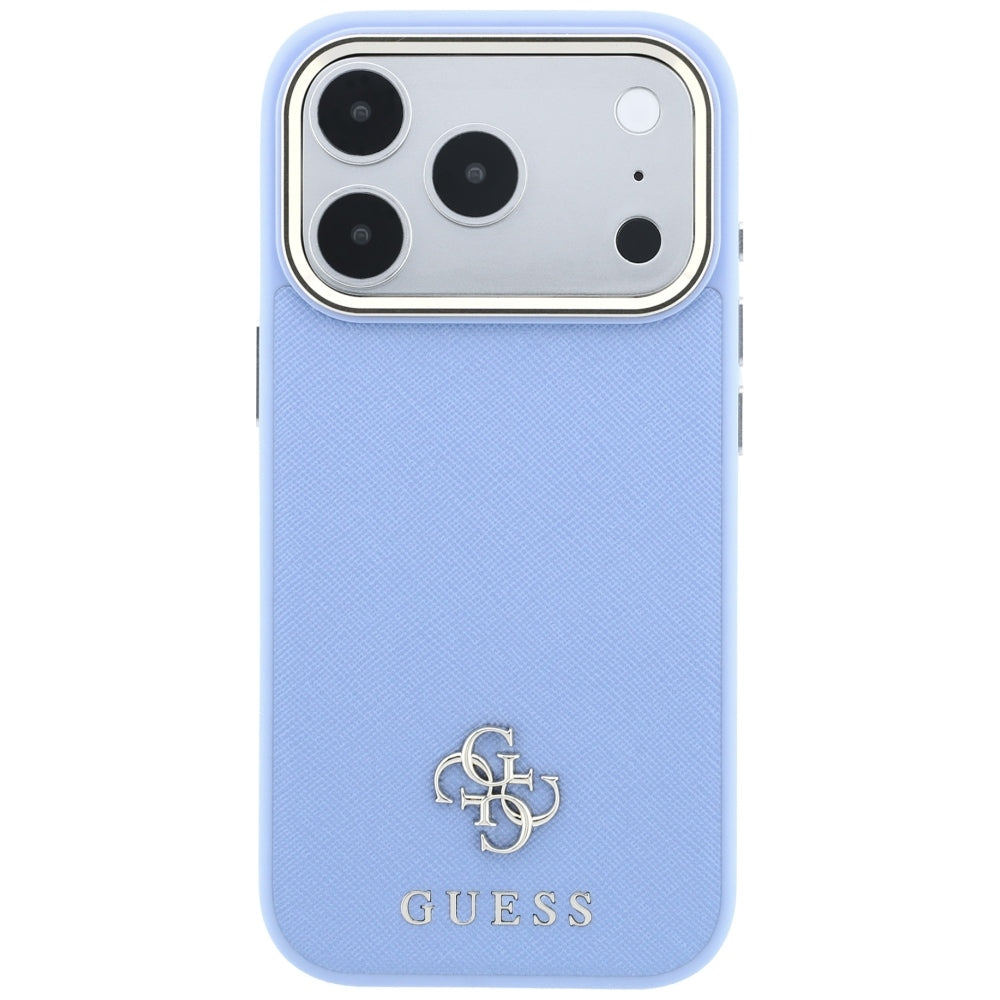 Custodia MagSafe per Apple iPhone 18 Pro Max / 17 Pro Max, Guess, Saffiano Small 4G Classic, Blu