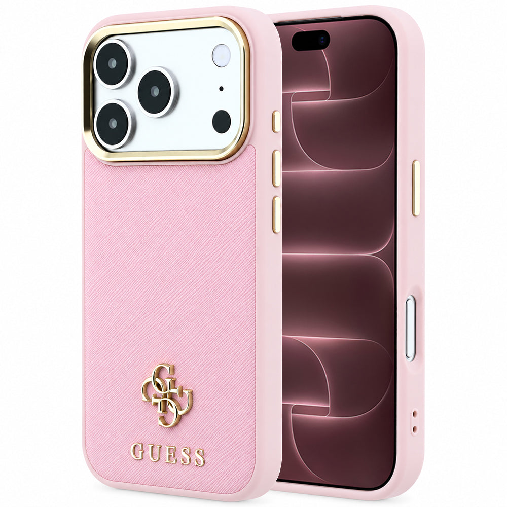 Custodia MagSafe per Apple iPhone 18 Pro Max / 17 Pro Max, Guess, Saffiano Small 4G Classic, Rosa