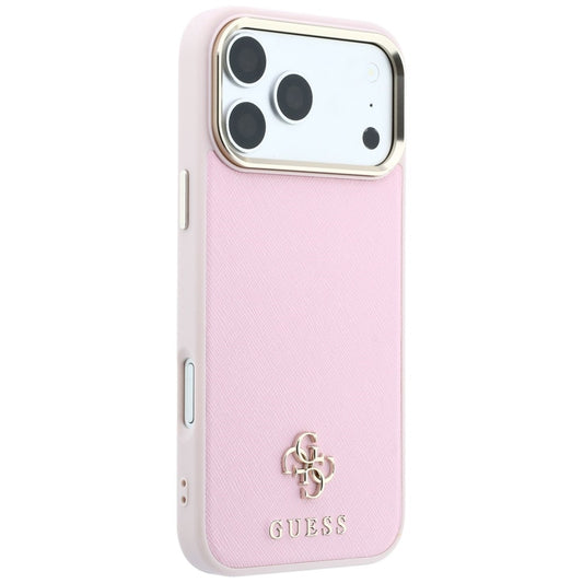 Custodia MagSafe per Apple iPhone 18 Pro Max / 17 Pro Max, Guess, Saffiano Small 4G Classic, Rosa
