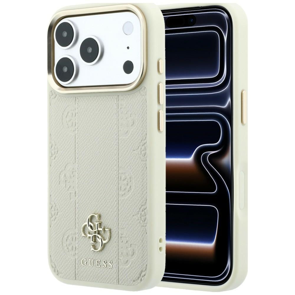 Custodia MagSafe per Apple iPhone 18 Pro Max / 17 Pro Max, Guess, Stripe Peony 4G, Beige