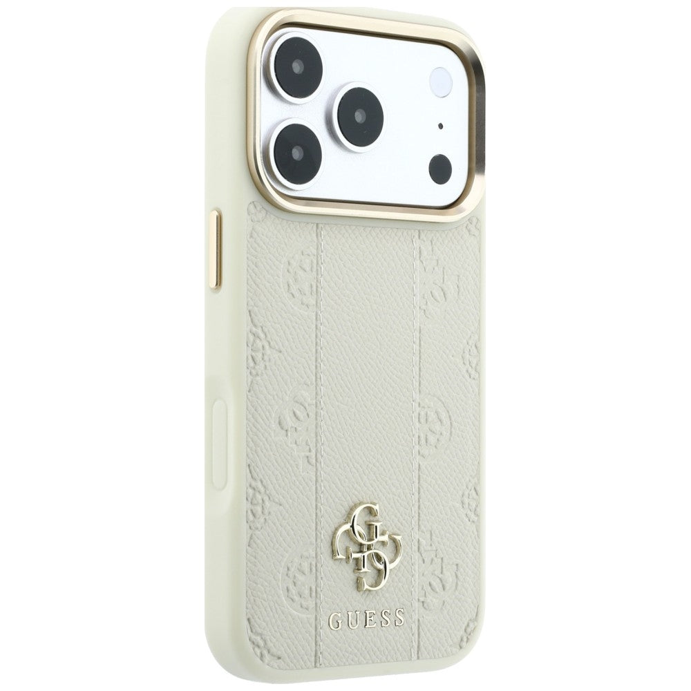 Custodia MagSafe per Apple iPhone 18 Pro Max / 17 Pro Max, Guess, Stripe Peony 4G, Beige