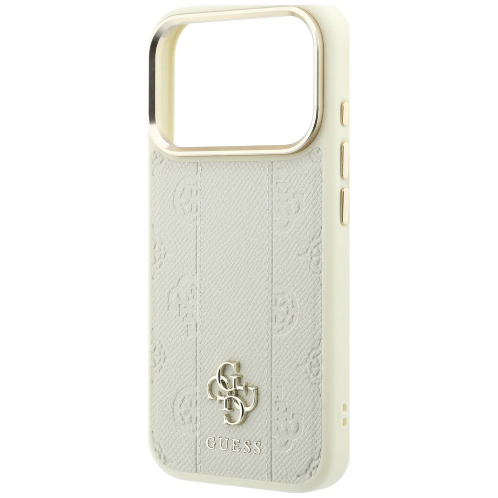 Custodia MagSafe per Apple iPhone 18 Pro Max / 17 Pro Max, Guess, Stripe Peony 4G, Beige