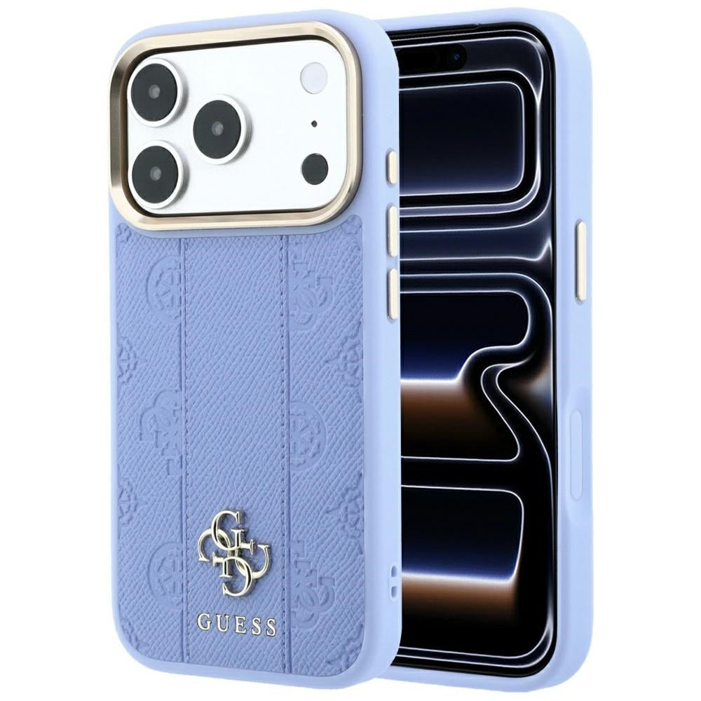 Custodia MagSafe per Apple iPhone 18 Pro Max / 17 Pro Max, Guess, Stripe Peony 4G, Blu