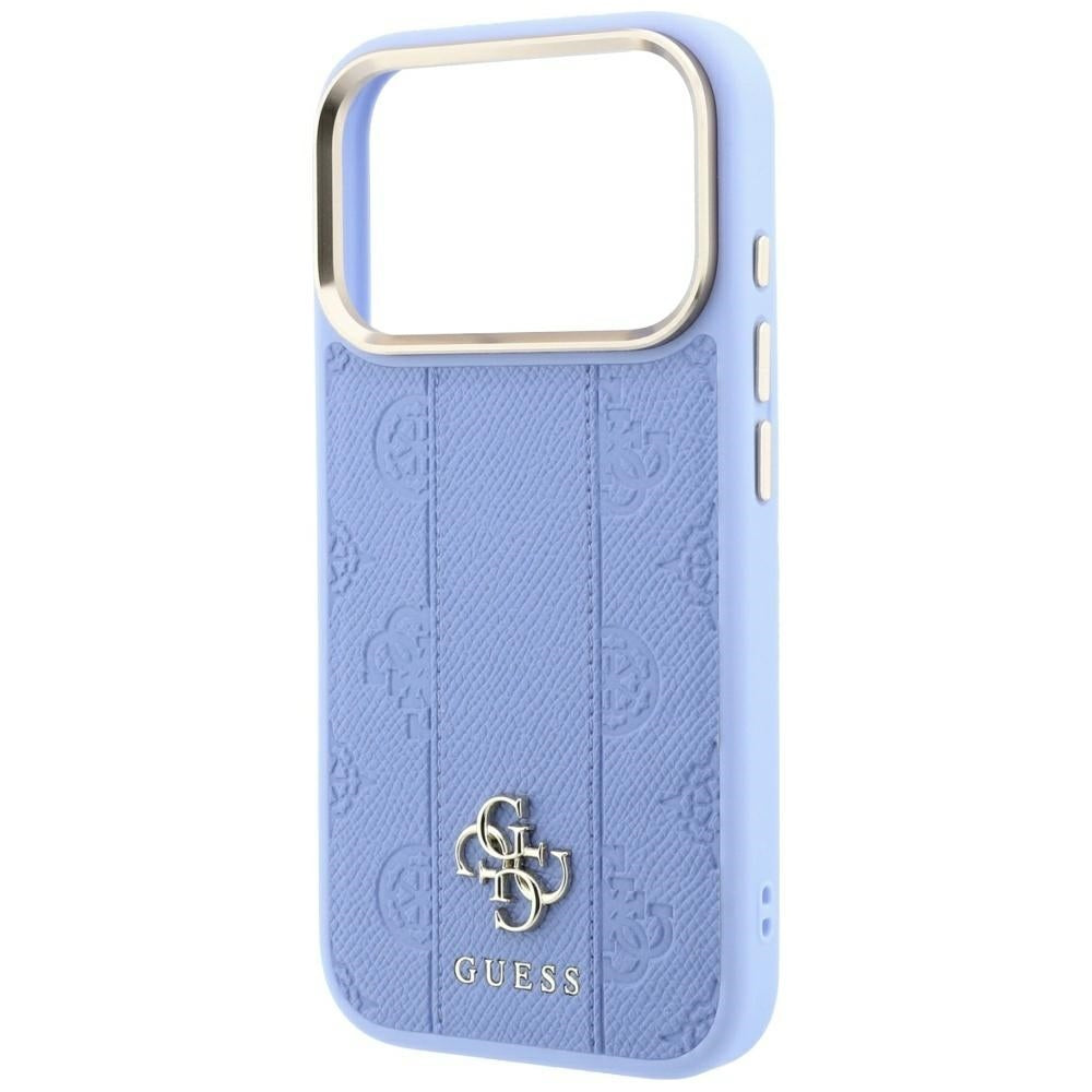 Custodia MagSafe per Apple iPhone 18 Pro Max / 17 Pro Max, Guess, Stripe Peony 4G, Blu