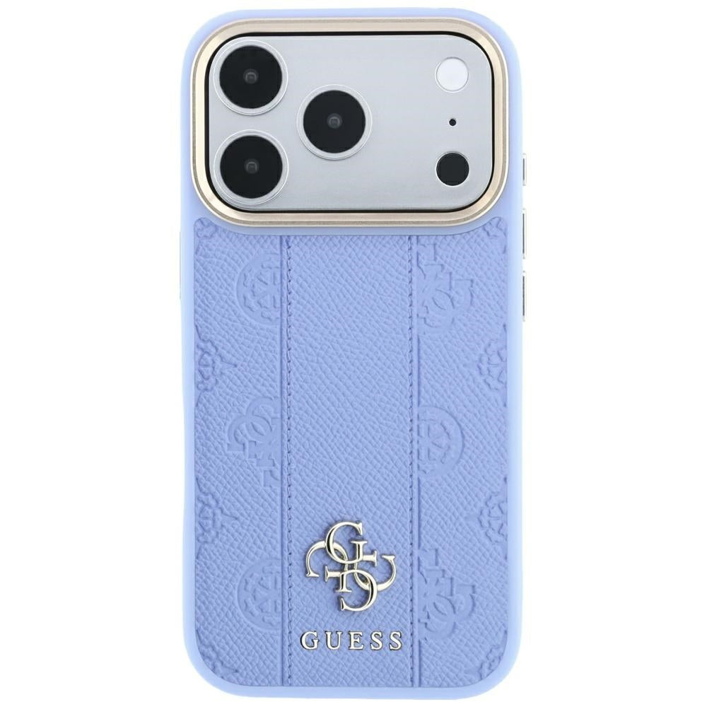 Custodia MagSafe per Apple iPhone 18 Pro Max / 17 Pro Max, Guess, Stripe Peony 4G, Blu