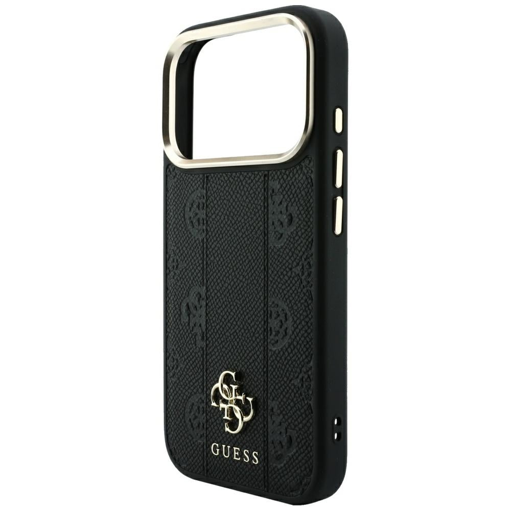 Custodia MagSafe per Apple iPhone 18 Pro Max / 17 Pro Max, Guess, Stripe Peony 4G, Nera