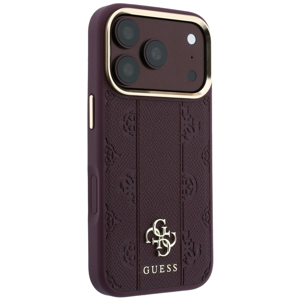 Custodia MagSafe per Apple iPhone 18 Pro Max / 17 Pro Max, Guess, Stripe Peony 4G, Vinaccia